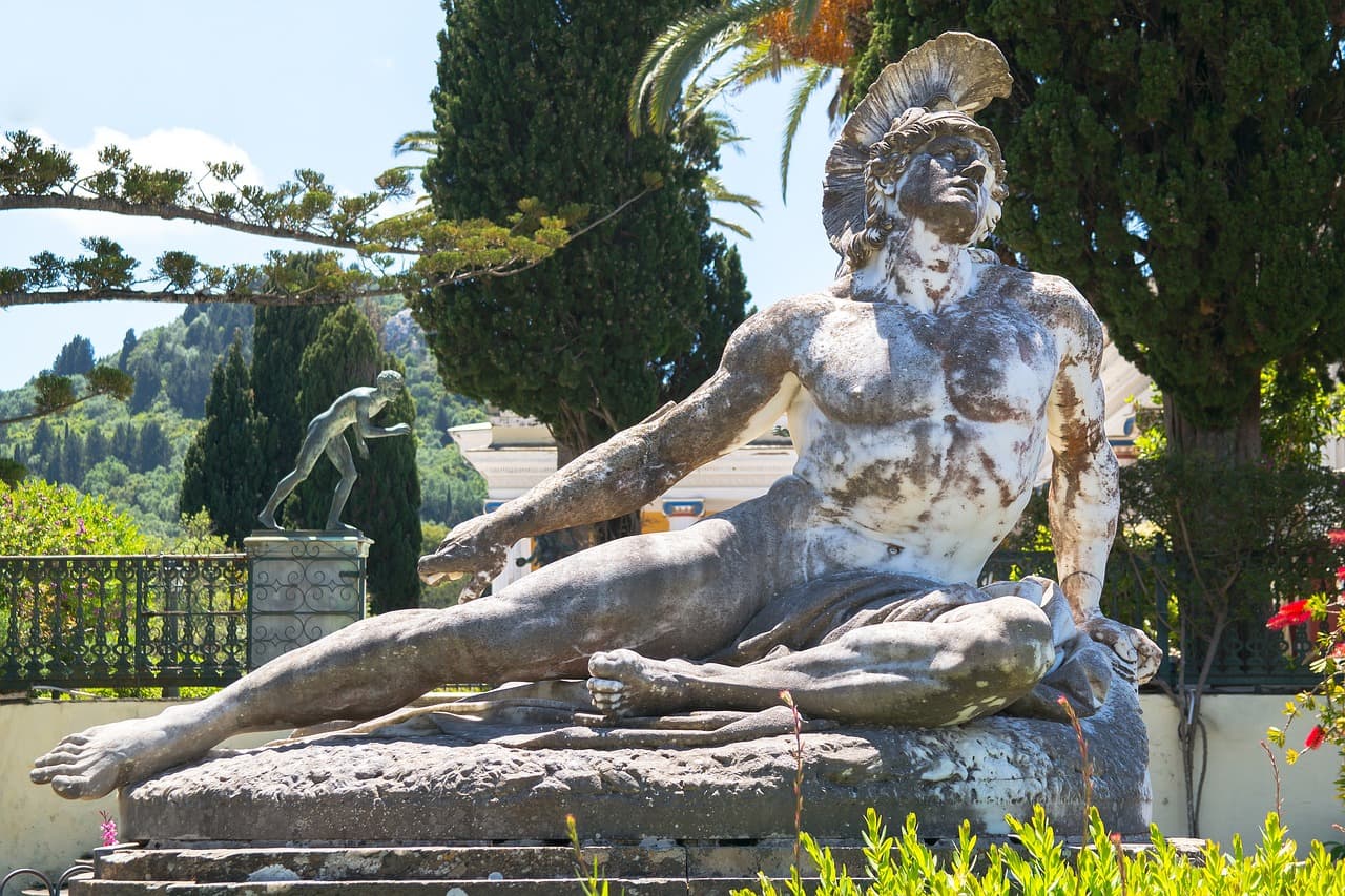 The statue of the dying Achilles in Achilleion Palace Corfu