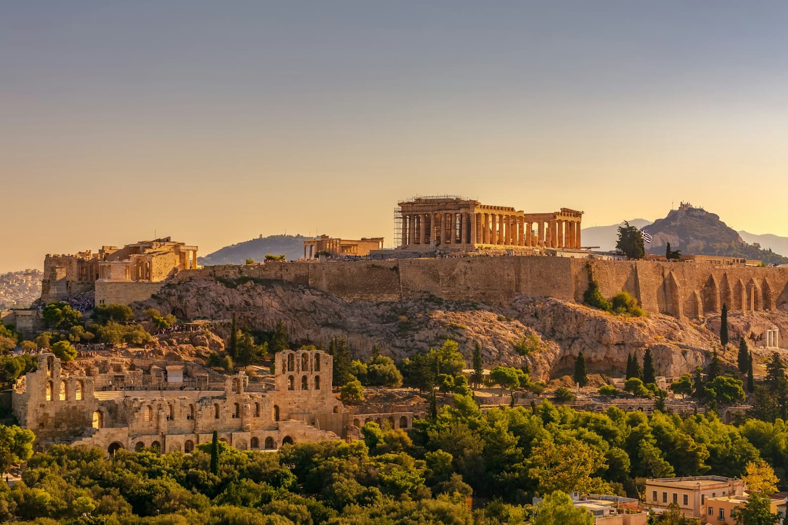 Athens car rental destination — the Acropolis of Athens at golden hour, Greece