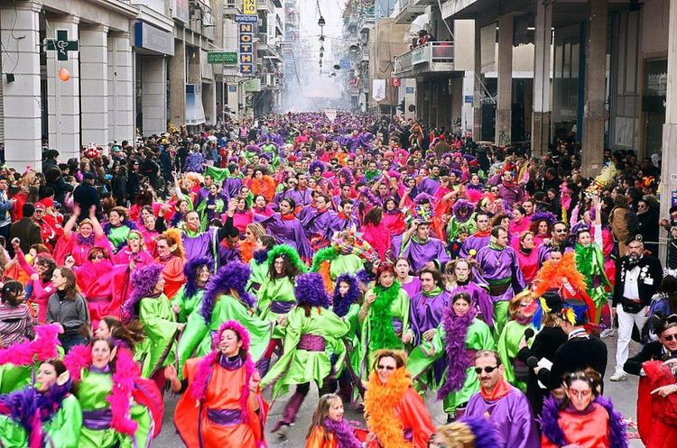 Colourful masquerades in Patras's Carnival Sunday parade