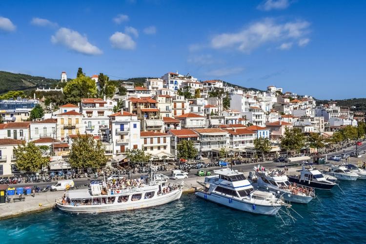 View of Skiathos town from the port